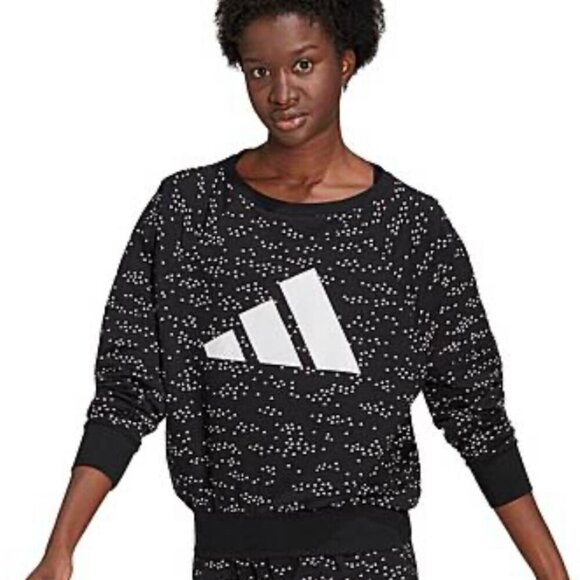 Adidas Black Woman'sSportswear Winners Badge of Sport Crew Sweatshirt Size L - Picture 1 of 16